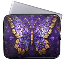 Purple Butterfly Stained Glass Laptop Bag