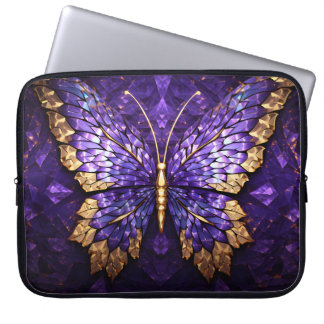 Purple Butterfly Stained Glass Laptop Bag