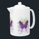 Purple Butterfly Teapot<br><div class="desc">wild butterfly design</div>