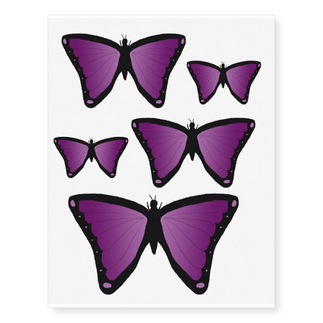 Purple butterfly temporary tattoos (Front)