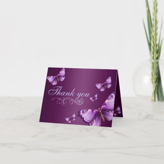 Purple Butterfly Thank You Card | Zazzle.com