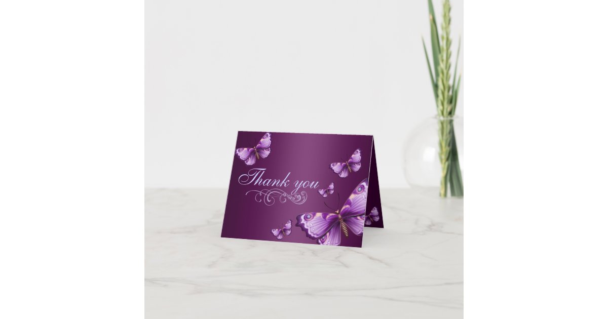 Purple Butterfly Thank You Card Zazzle