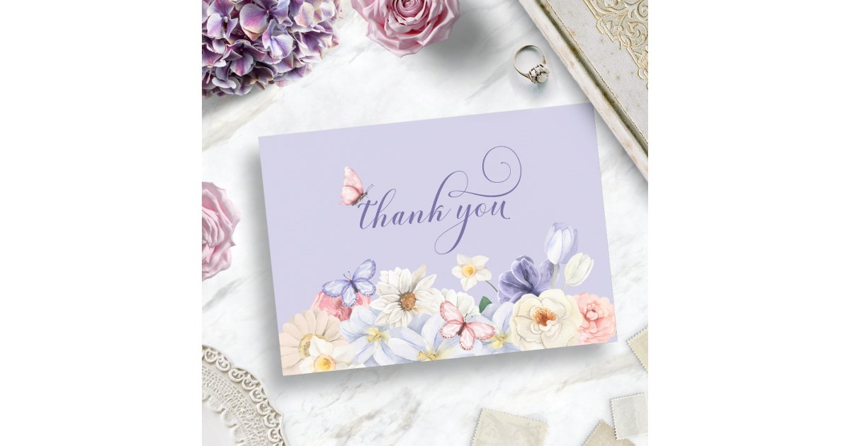 Purple Butterfly Thank You Card Zazzle