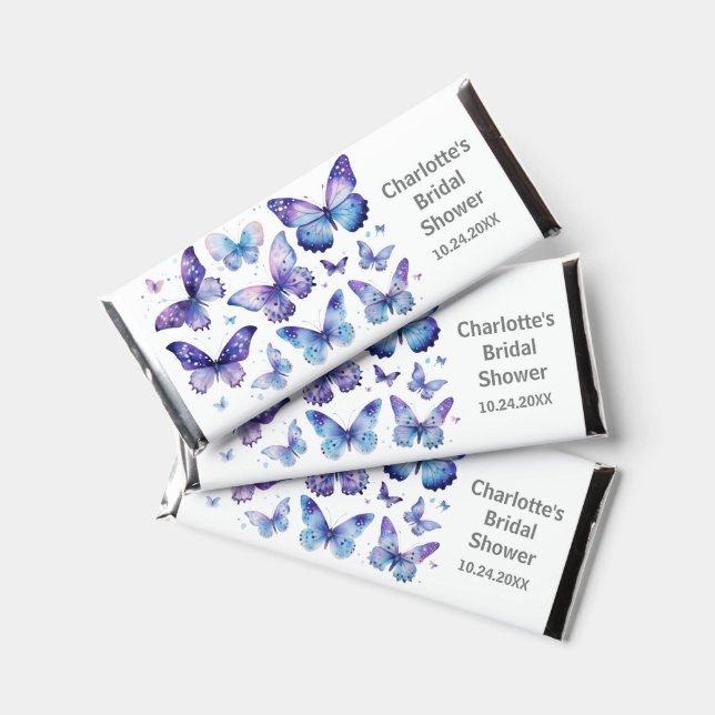 Purple Butterfly Themed Bridal Shower Hershey Bar Favors (Front)