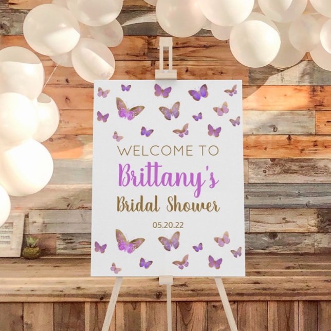 Purple Butterfly Themed Bridal Shower Welcome Sign (Creator Uploaded)