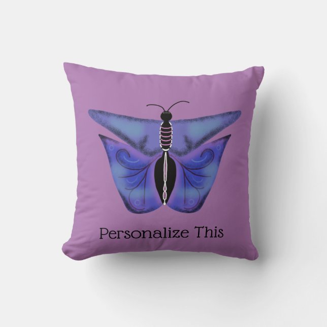 Purple Butterfly  Throw Pillow (Front)