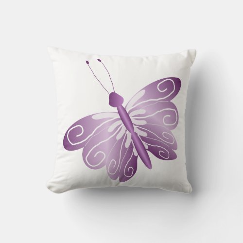 Purple Butterfly Throw Pillow