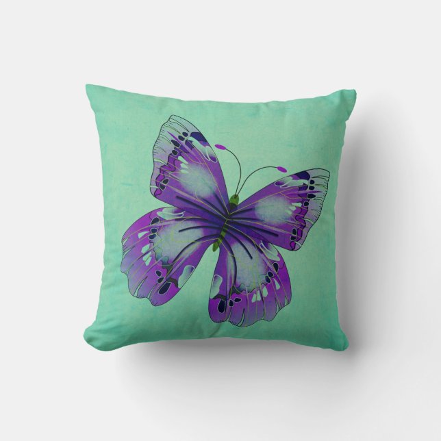 Purple Butterfly Throw Pillow (Front)