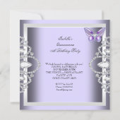 Purple Butterfly Tiara Quinceanera 15th Party Invitation (Back)
