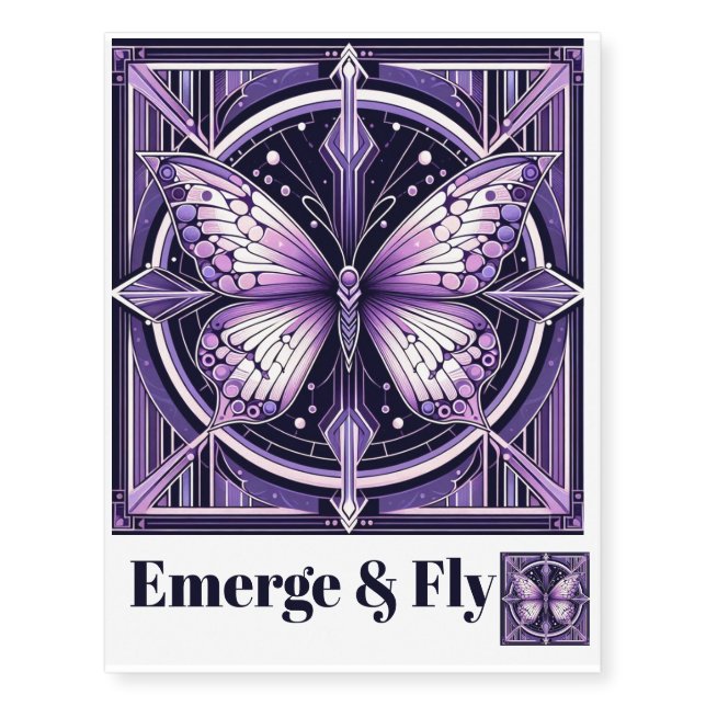 Purple Butterfly Too Temporary Tattoos (Front)
