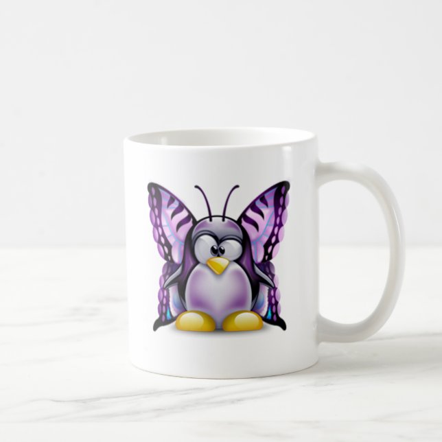 Purple Butterfly Tux (Linux Tux) Coffee Mug (Right)
