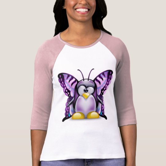 Purple Butterfly Tux (Linux Tux) T-Shirt