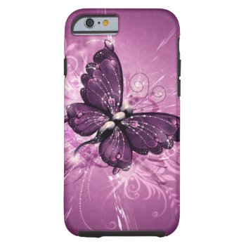 Purple Butterfly Vector Art Tough Iphone 6 Case by nonstopshop at Zazzle