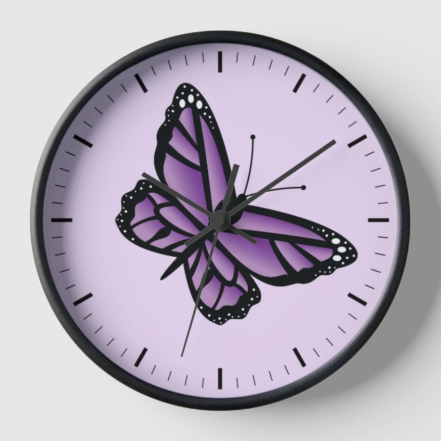 Purple Butterfly Wall Clock (Front)