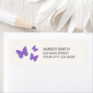 Purple Butterfly Watercolor Nature Label
