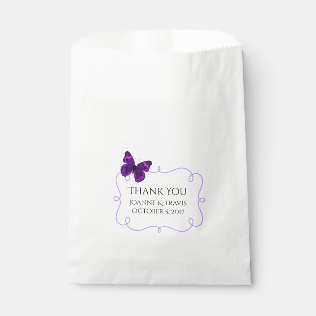 Purple Butterfly Wedding Favor Bag (Front)