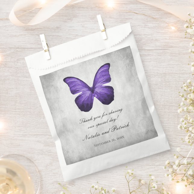 Purple Butterfly Wedding Favor Bags (Clipped)