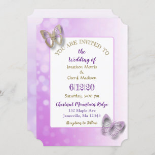 Purple Butterfly Wedding Invitations