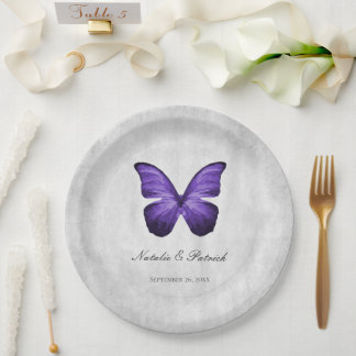 Purple Butterfly Wedding Paper Plates