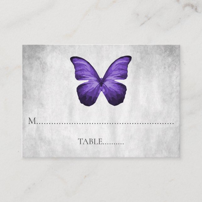 Purple Butterfly Wedding Place Cards (Front)