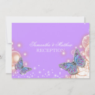 Purple butterfly wedding reception invitation