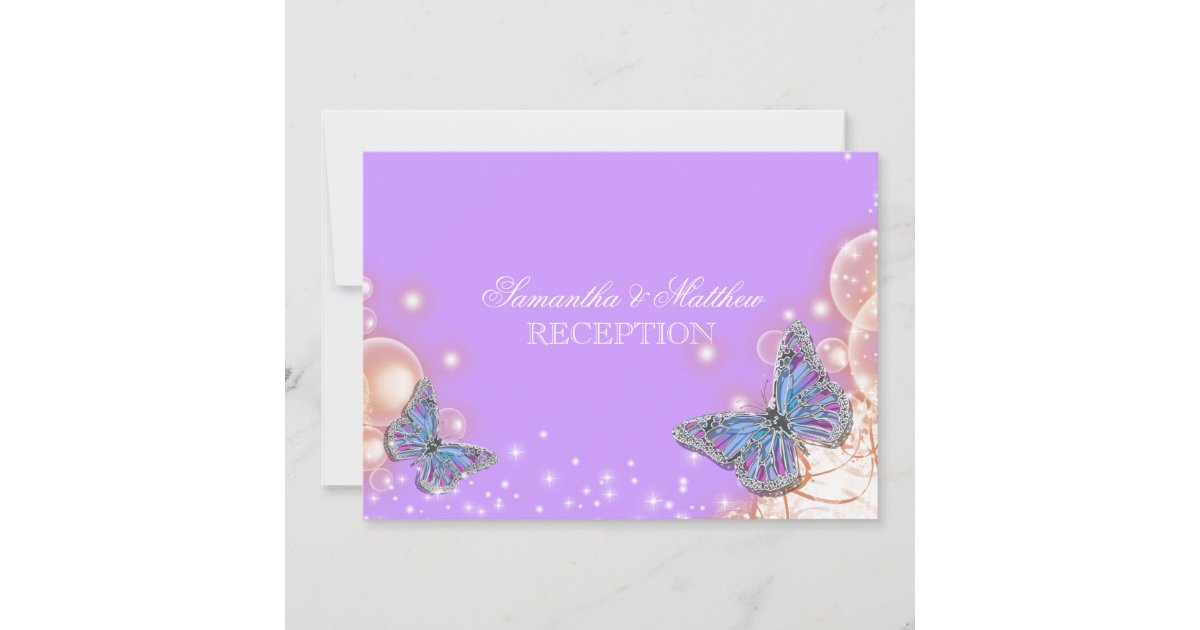 Purple butterfly wedding reception invitation Zazzle