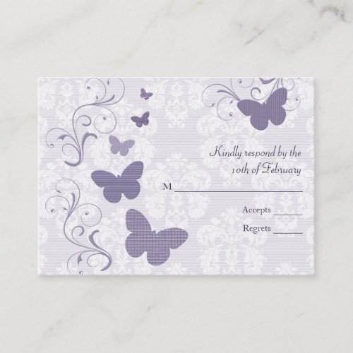 Purple Butterfly Wedding RSVP Cards Business Cards