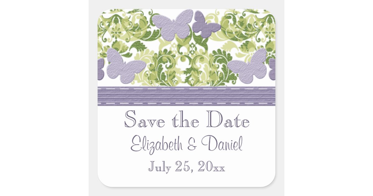 Purple Butterfly Wedding Seals Stickers Zazzle