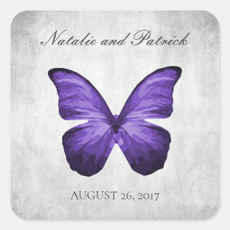Purple Butterfly Wedding Stickers
