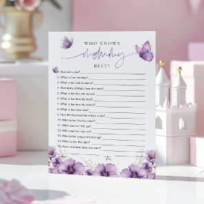 Purple Butterfly Who knows Mommy best? Game Card