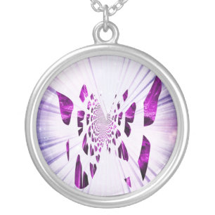 Purple Butterfly Wings Silver Plated Necklace