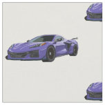 Purple C8 Corvette Hand Drawn Sketch Fabric