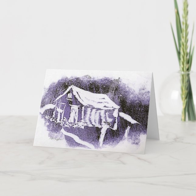 "Purple Cabin" Country Roads Greeting Card (Front)