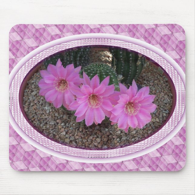 Purple Cactus Flowers Mouse Pad (Front)