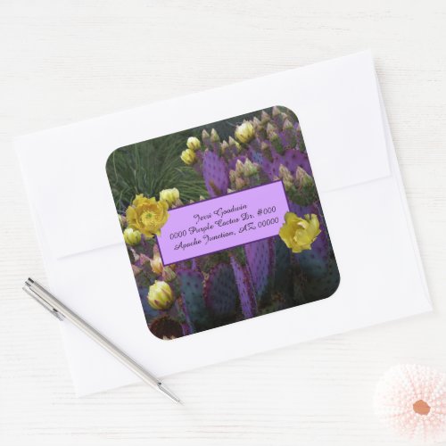 Purple Cactus With Yellow Flowers Envelope Seals