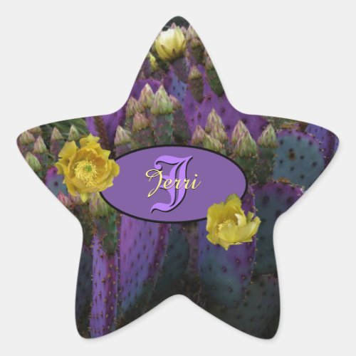 Purple Cactus With Yellow Flowers Envelope Seals