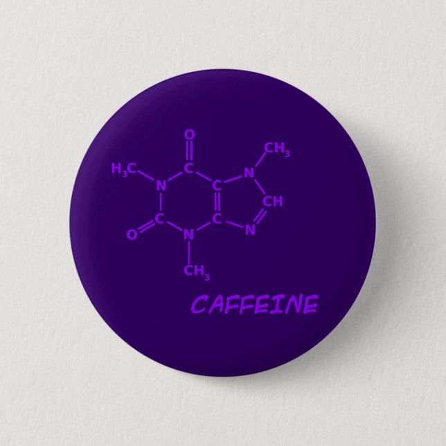 Purple Caffeine Molecule Button (Front)