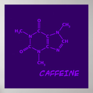 Purple Caffeine Molecule Poster