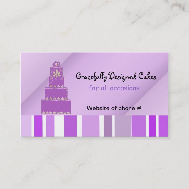 Purple Cake and Stripes Business Card (Front)