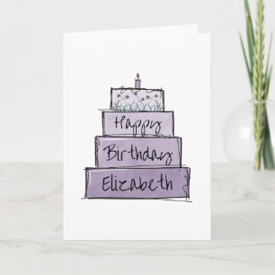 Purple Cake Birthday Card