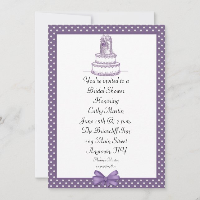 Purple Cake Dots Invitation (Front)