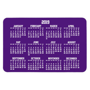 Purple Calendar 2019 Large Flexible Magnets