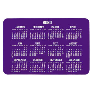 Purple Calendar 2020 Large Flexible Magnets