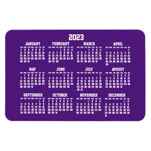 Purple Calendar 2023 Large Flexible Magnets