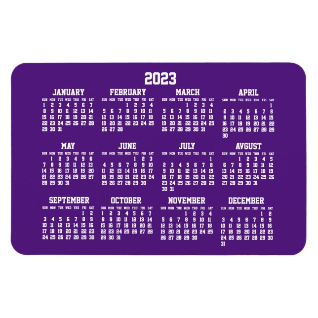 Purple Calendar 2023 Large Flexible Magnets (Horizontal)