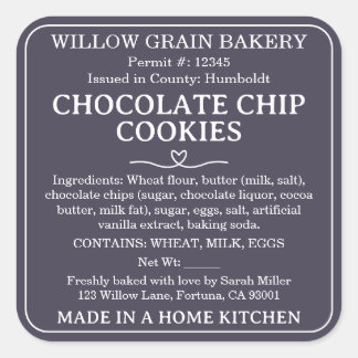 Purple California Chocolate Chip Cookie Label
