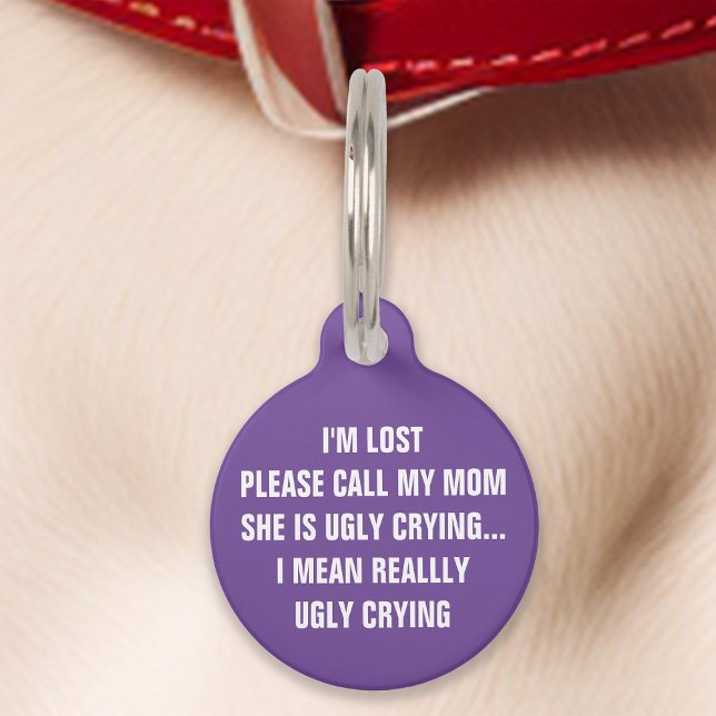 Purple "Call My Mom" Funny Pet ID Tag (Creator Uploaded)