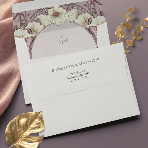 Purple Calla Lilies Art Nouveau Vintage Envelope