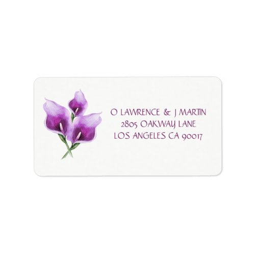 Purple Calla Lily Floral Watercolor Label