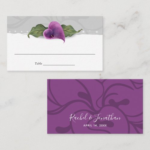 Purple Calla Lily Wedding Elegant Floral Place Card
